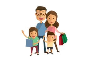 Family Shopping Vector